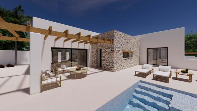 Ibiza-style one level villa for sale in Moraira